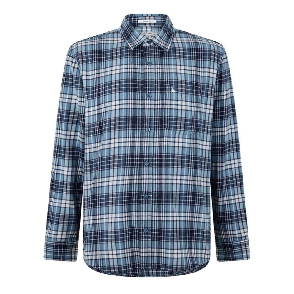Jack Wills Mens Checked Long-Sleeved Shirt / Navy